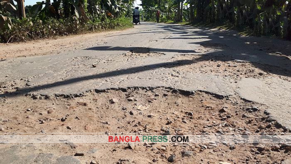 গৌরীপুরের গাজীপুর-মধুপুর সড়কে খানাখন্দে বেহাল অবস্থা