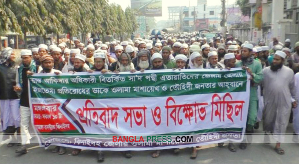 ঝিনাইদহে সা’দ বিরোধীদের প্রতিবাদ সভা ও বিক্ষোভ মিছিল