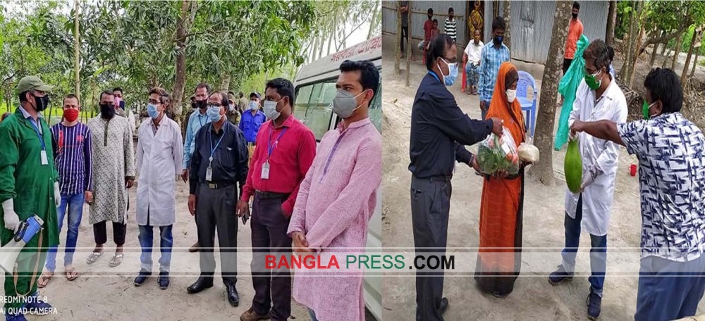 ডোমারে হোম কোয়ারেন্টিনে থাকা ৩৫টি পরিবারের মাঝে ত্রান বিতরণ