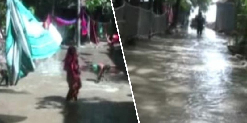 লক্ষ্মীপুরে ঘূর্ণিঝড় 'ইয়াস' এর প্রভাবে জোয়ারের পানি বেড়েছে ৩-৫ ফুট