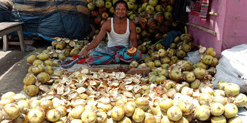 দেবীগঞ্জে বিক্রি হচ্ছে সুস্বাদু তালের শাসঁ