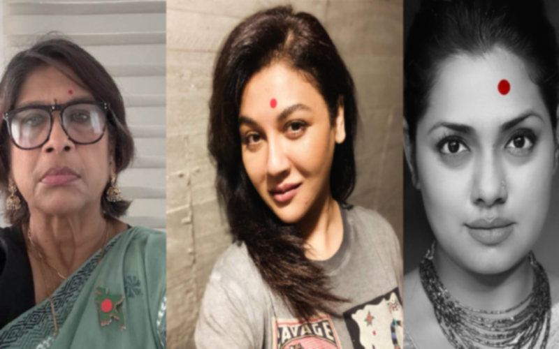 কপালের টিপ সরিয়ে তারকাদের প্রতিবাদ
