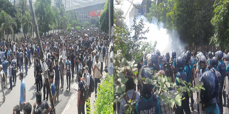 প্রকৌশল শিক্ষার্থীদের পুলিশের ধাওয়া, টিয়ারশেল-সাউন্ড গ্রেনেড নিক্ষেপ